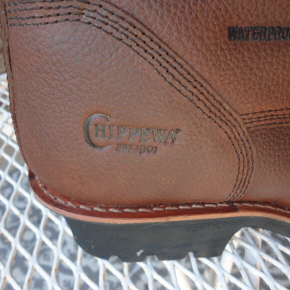 CHIPPEWA Men's Brown Leather Lace Up Steel Toe Waterproof Logger Boots Size 12 - Picture 5 of 11